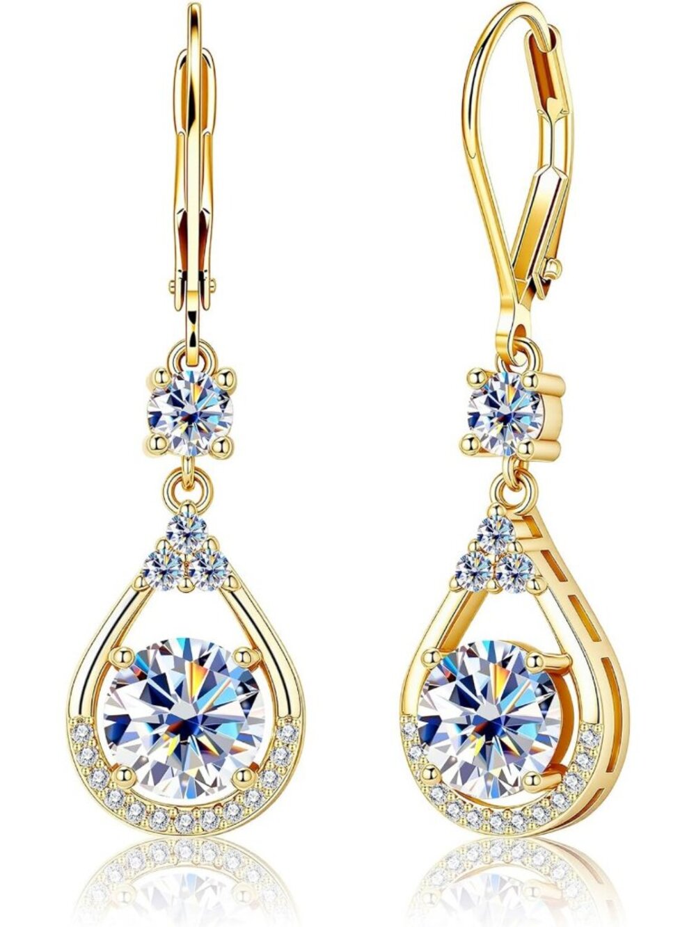Elegant 3ct Moissanite Teardrop Dangle Earrings for Women - Stunning Drop